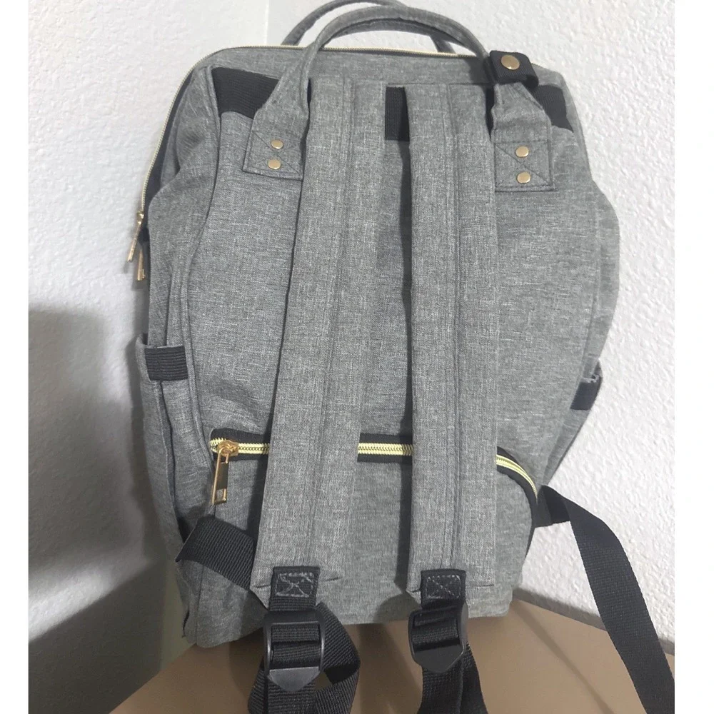 AFBP Grey Diaper Bag Breast Pump Insulated Backpack Pockets‎ Multi-Function